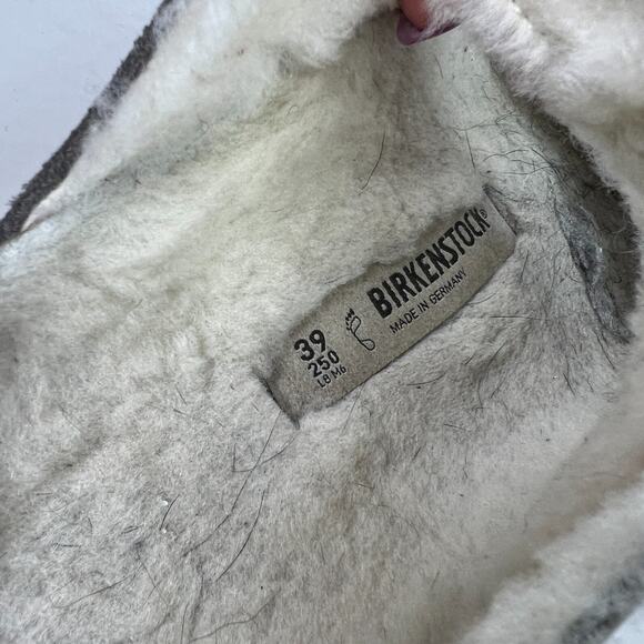 Birkenstock Arizona Sherling Suede Leather Slip On Sandals Stone Coin Gray 8 - Picture 6 of 8